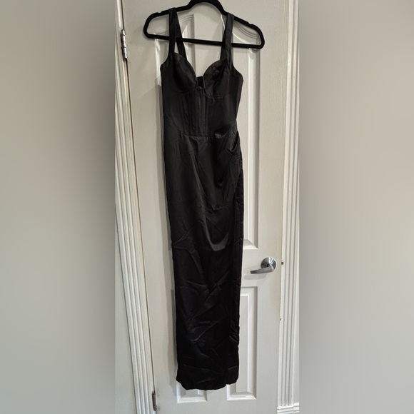 NBD Elodie Maxi Dress black satin bustier corset Gown XS NEW WITH TAGS - Picture 3 of 13